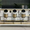 SanRemoCafeRacer3GroupWhite_FullGoldAccentsEspressoCoffeeeMachine1858PrincesHighwayClaytonCoffeeMachineWarehouseIMG_4657 San Remo Cafe Racer 3 Group Espresso Machine White & Gold - Used