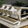 SanRemoCafeRacer3GroupWhite_FullGoldAccentsEspressoCoffeeeMachine1858PrincesHighwayClaytonCoffeeMachineWarehouseIMG_4661 San Remo Cafe Racer 3 Group Espresso Machine White & Gold - Used