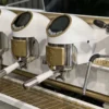 SanRemoCafeRacer3GroupWhite_FullGoldAccentsEspressoCoffeeeMachine1858PrincesHighwayClaytonCoffeeMachineWarehouseIMG_4662 San Remo Cafe Racer 3 Group Espresso Machine White & Gold - Used